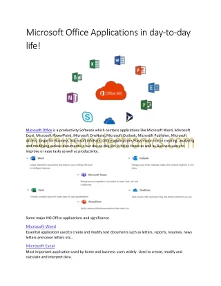 Microsoft Office Applications in day-to-day life!
