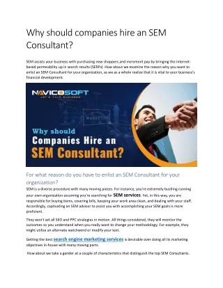 Why should companies hire an SEM Consultant
