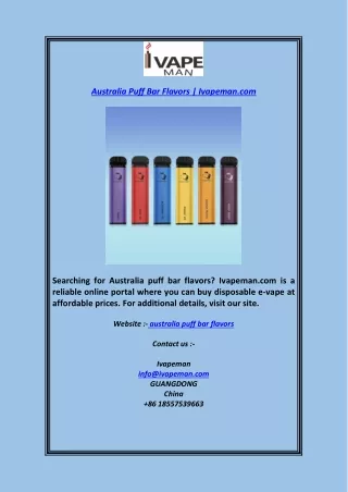 Australia Puff Bar Flavors  Ivapeman.com