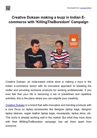 Creative Dukaan making a buzz in Indian E-commerce with 'KillingTheBoredom' Campaign