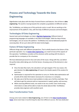 process and technology towards the data