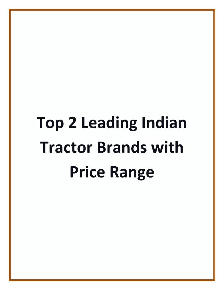 top 2 leading indian tractor brands with price