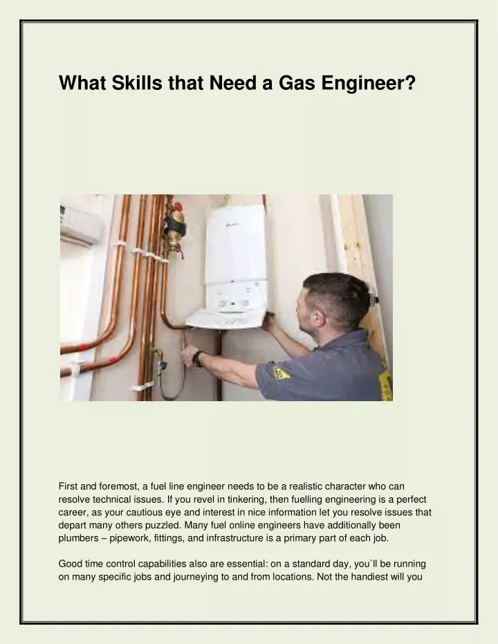 what skills that need a gas engineer