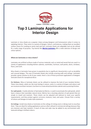 top 3 laminate applications for interior design