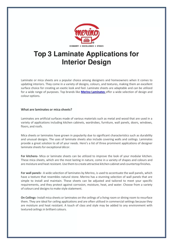 top 3 laminate applications for interior design