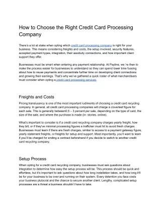 How to Choose the Right Credit Card Processing Company