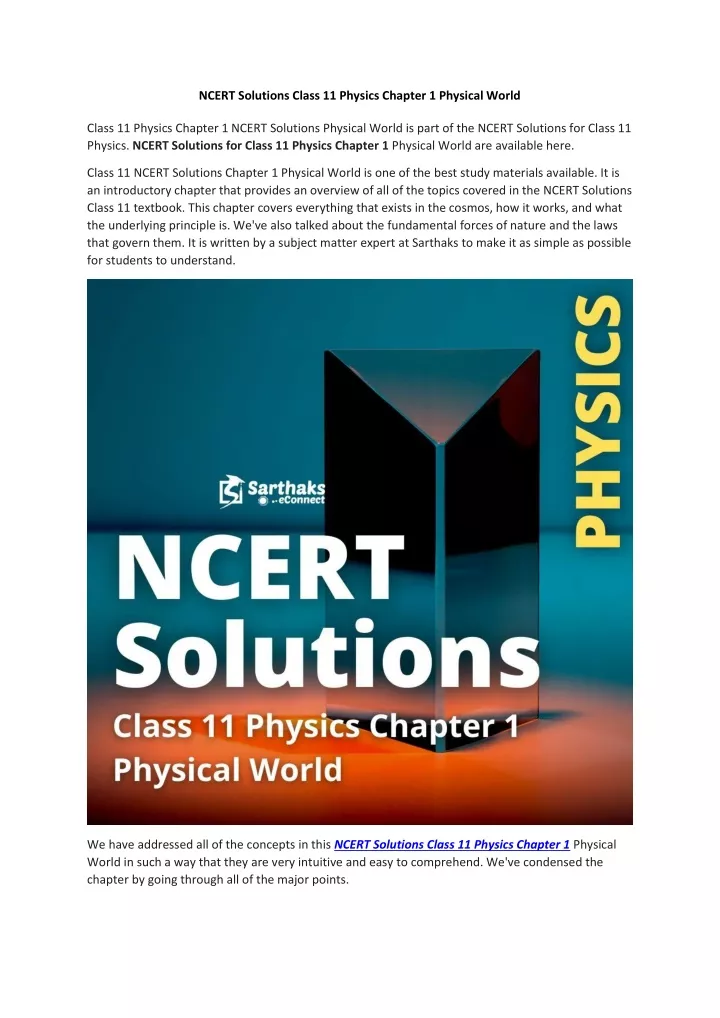 ncert solutions class 11 physics chapter