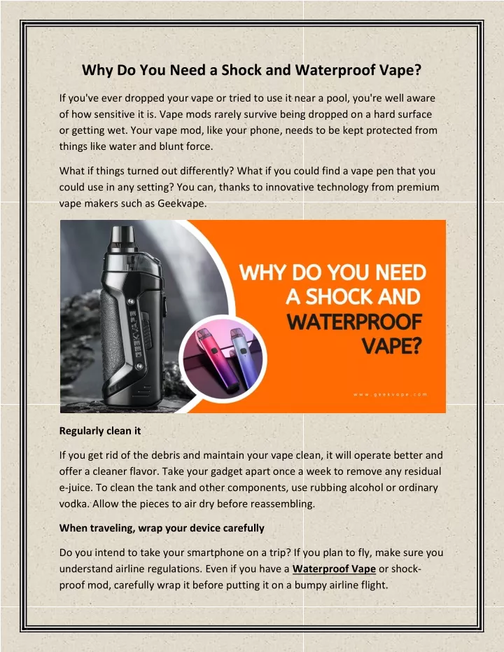 why do you need a shock and waterproof vape