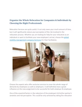 Organize the Whole Relocation for Companies