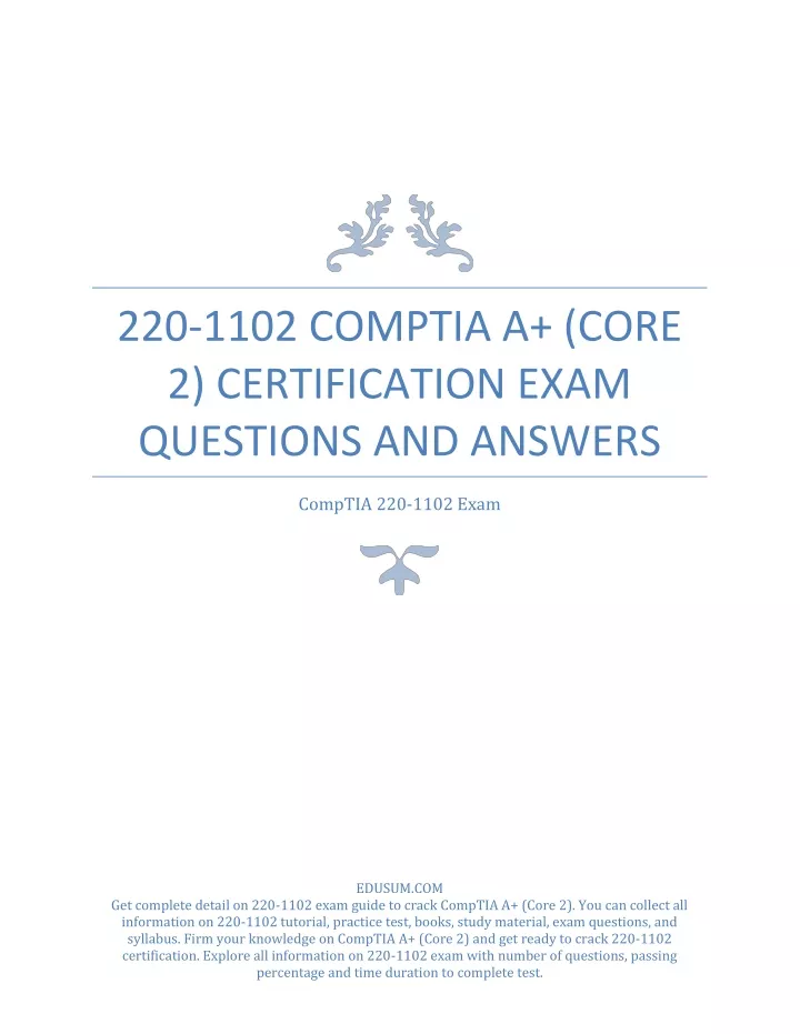 PPT - 220-1102 CompTIA A (Core 2) Certification Exam Questions And ...