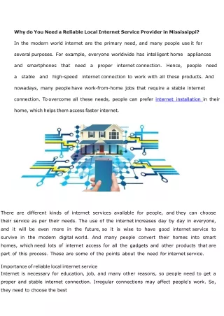 why do you need a reliable local internet service