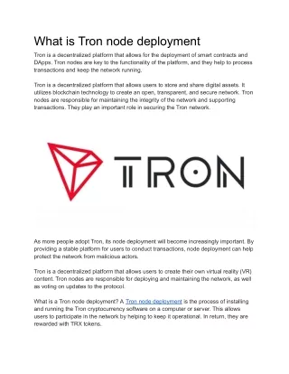 What is Tron node deployment