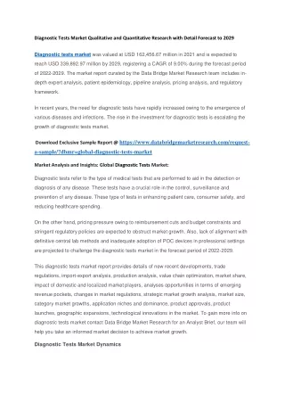 diagnostic tests market qualitative