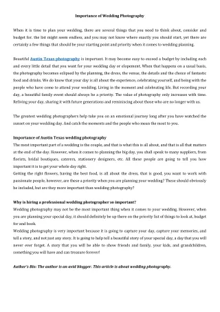 importance of wedding photography