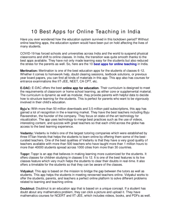 10 best apps for online teaching in india many