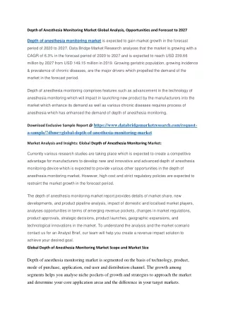 depth of anesthesia monitoring market global