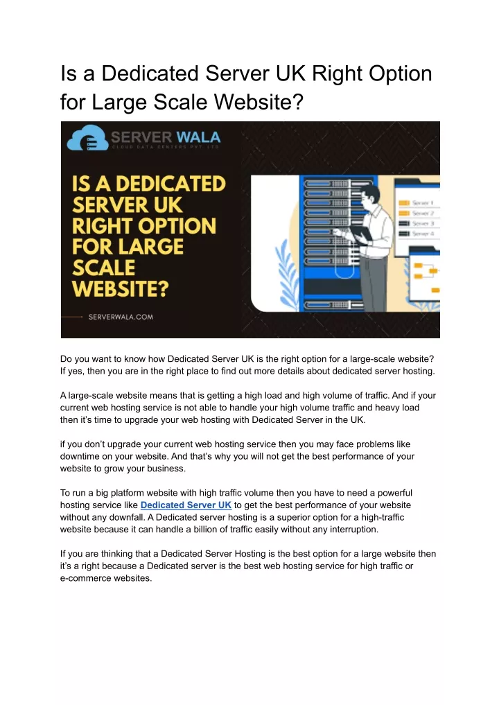 is a dedicated server uk right option for large