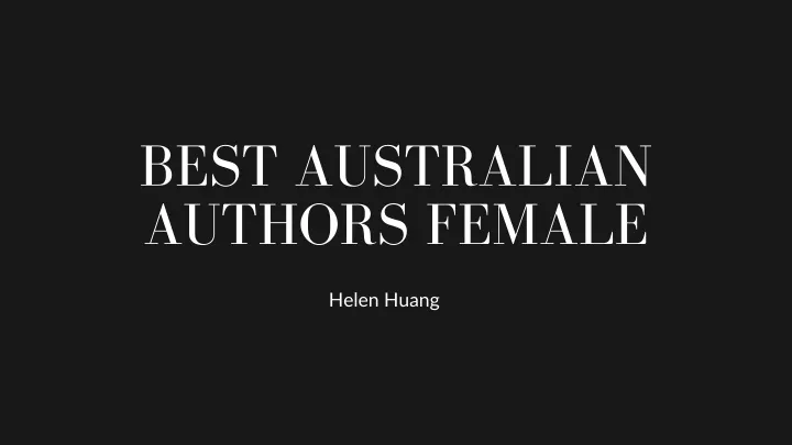 best australian authors female