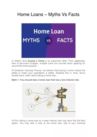 Home Loans – Myths Vs Facts