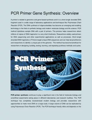 PCR Primer Gene Synthesis: Overview