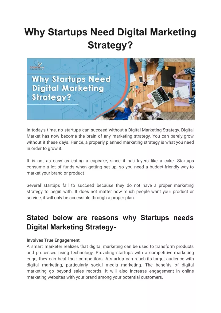 why startups need digital marketing strategy