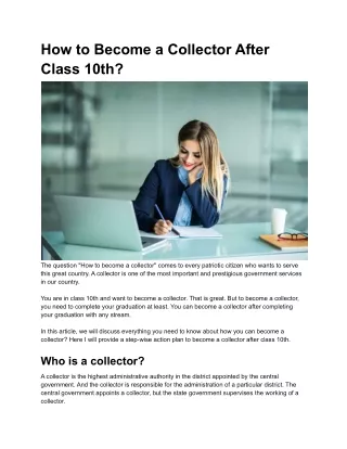How to Become a Collector After Class 10th
