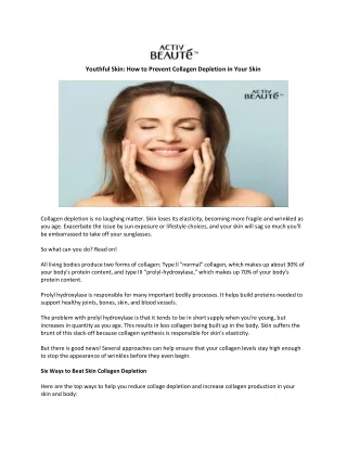 Youthful Skin How to Prevent Collagen Depletion in Your Skin