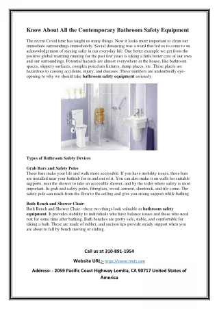 Know About All the Contemporary Bathroom Safety Equipment