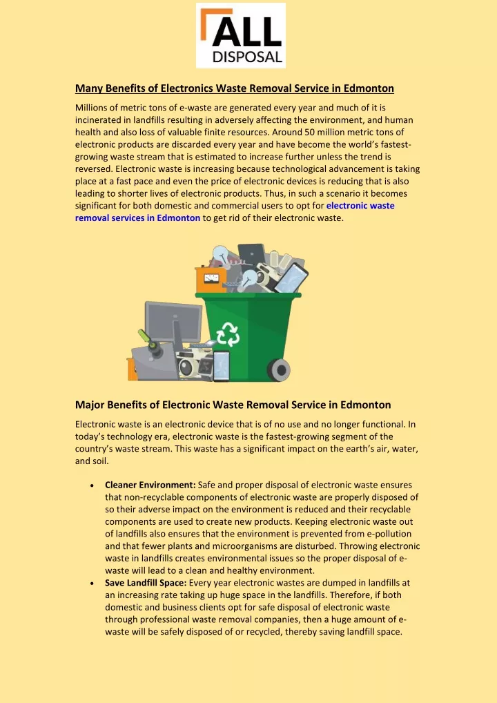 many benefits of electronics waste removal