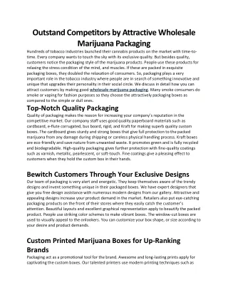 Outstand Competitors by Attractive Wholesale Marijuana Packaging