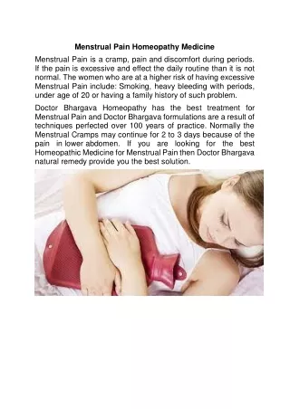 Homeopathy Treatment  for Menstrual Pain | Homeopathic Medicine for Cramps