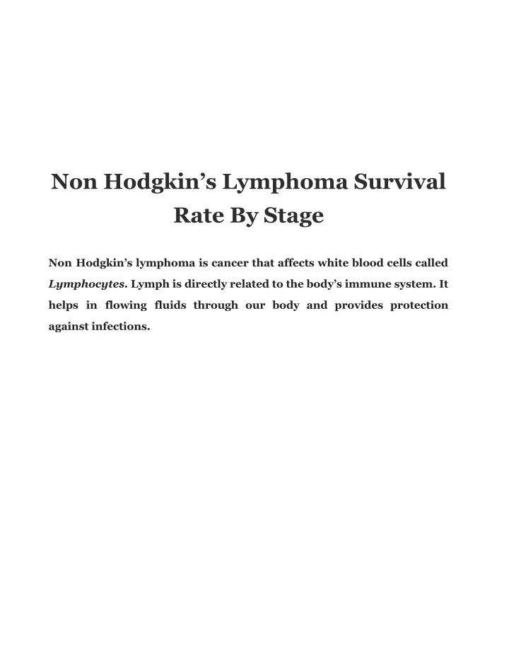 non hodgkin s lymphoma survival rate by stage