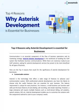 Top 4 Reasons why Asterisk Development is essential for Businesses