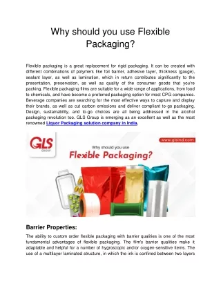Why should you use Flexible Packaging?
