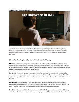 10 benefits of implementing erp software