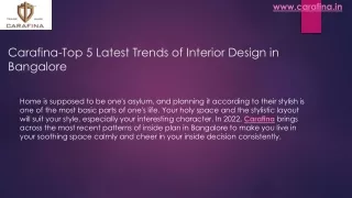 Top 5 Latest Trends of Interior Design in Bangalore