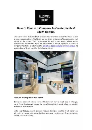 How to Choose a Company to Create the Best Booth Design