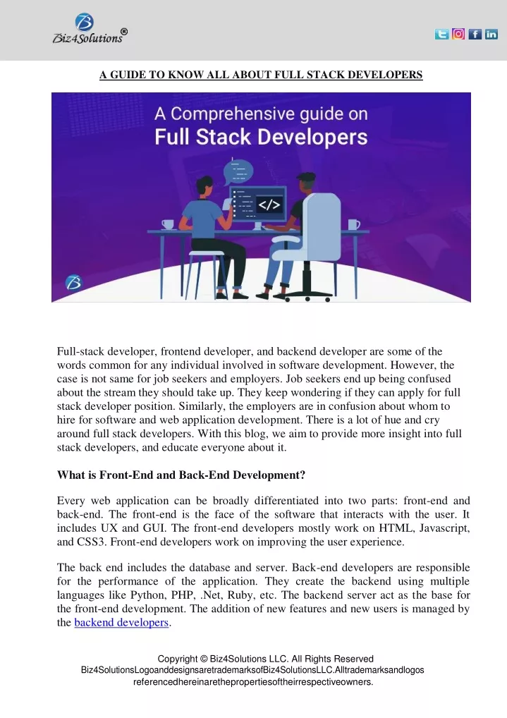 a guide to know all about full stack developers