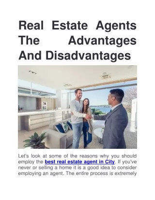 real estate agents the advantages