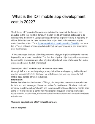 what is the iot mobile app development cost