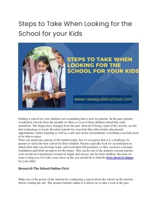 Steps to Take When Looking for the School for your Kids