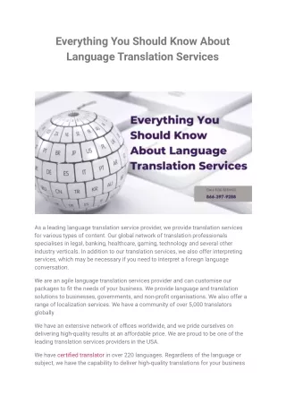 Everything You Should Know About Language Translation Services