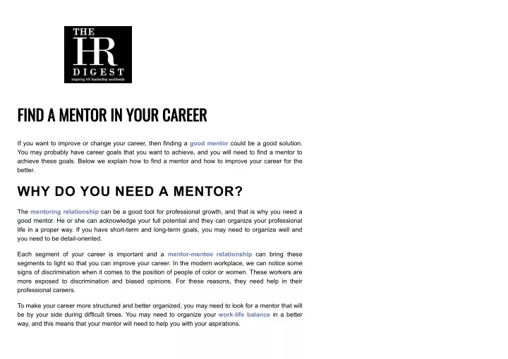 find a mentor in your career