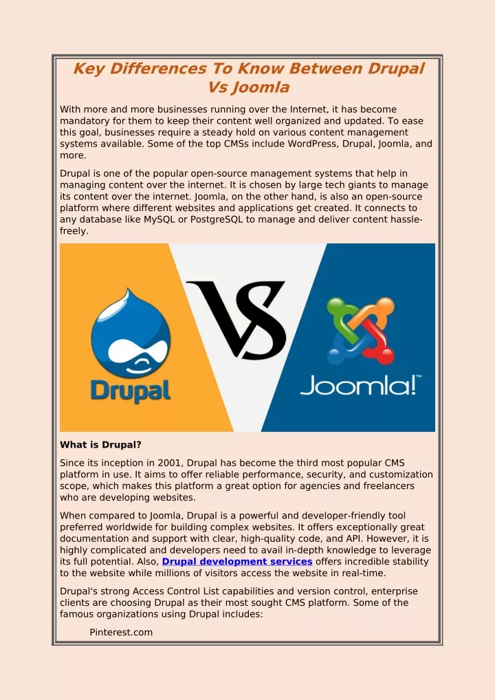 key differences to know between drupal vs joomla
