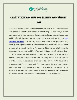cavitation machine for sliming and weight