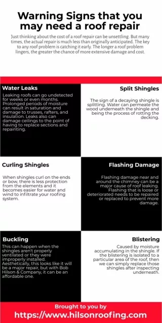 Warning Signs that you May Need a Roof Repair
