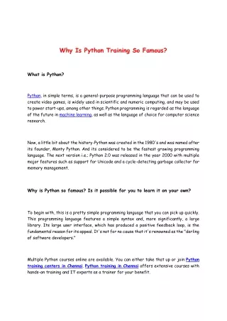 why is python training so famous