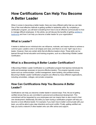 how certifications can help you become a better