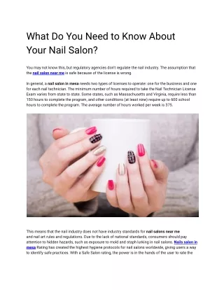 What Do You Need to Know About Your Nail Salon