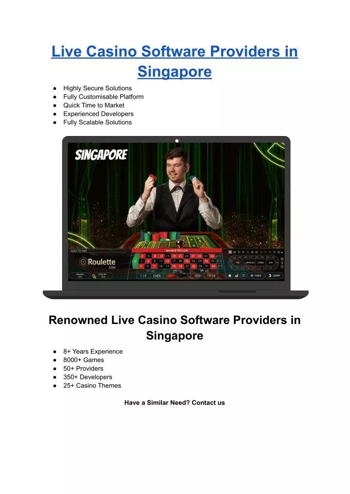 live casino software providers in singapore